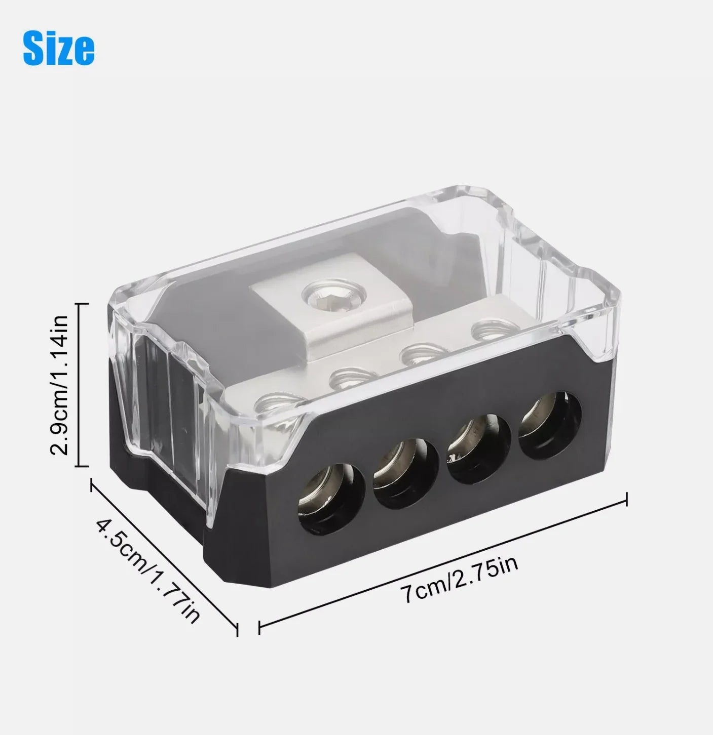 4 Way Distribution Block 0 AWG In, 4 AWG Out Car Audio Amp Power Ground Distributor Gray