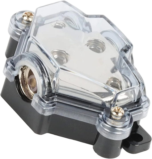 3 Way Distribution Block 2 AWG In, 2x 8 AWG Out, 1x 4 AWG Out Car Audio Amp Power Ground Distributor Gray