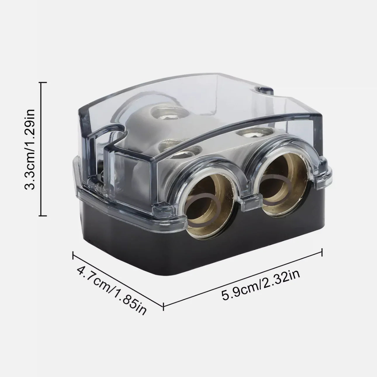 2 Way Distribution Block 0-4 AWG In, 0-4 AWG Out Power or Ground