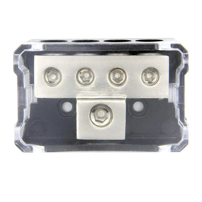 4 Way Distribution Block 0 AWG In, 4 AWG Out Car Audio Amp Power Ground Distributor Gray
