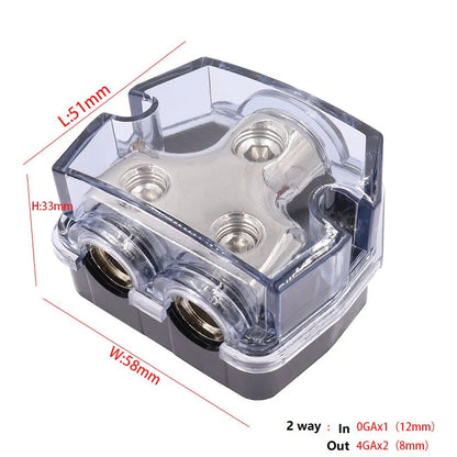2 Way Blue Distribution Block 0-4 AWG In, 4-8 AWG Out Power or Ground