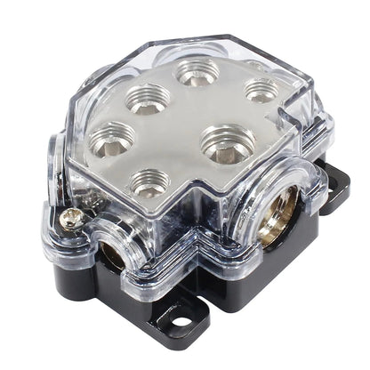 5 Way Distribution Block 0 AWG In, 2/4/8 AWG Out Car Audio Amp Power Ground Distributor Gray