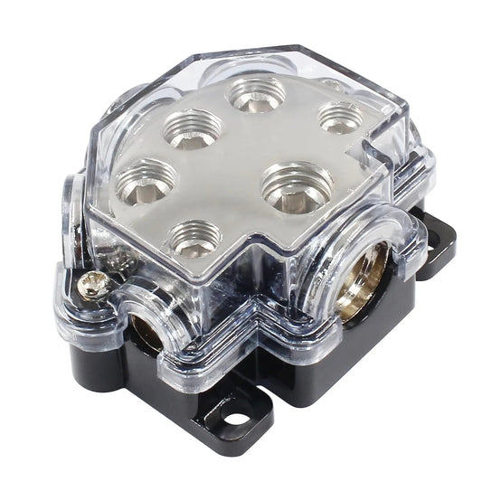 5 Way Distribution Block 0 AWG In, 2/4/8 AWG Out Car Audio Amp Power Ground Distributor Gray