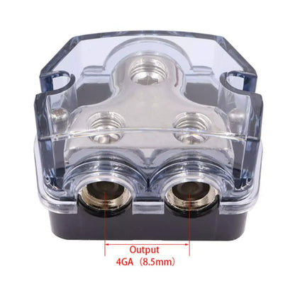 2 Way Distribution Block 0-4 AWG In, 4-8 AWG Out Power or Ground
