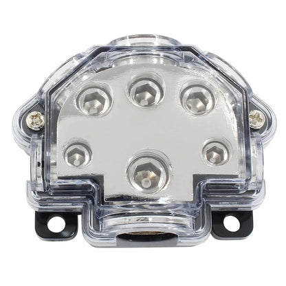 5 Way Distribution Block 0 AWG In, 2/4/8 AWG Out Car Audio Amp Power Ground Distributor Gray