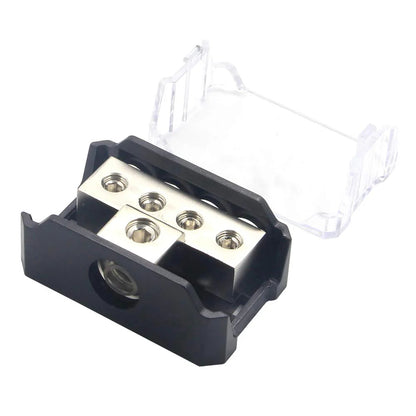 4 Way Distribution Block 0 AWG In, 4 AWG Out Car Audio Amp Power Ground Distributor Gray