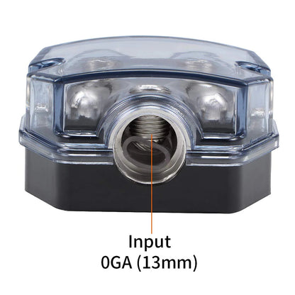 2 Way Blue Distribution Block 0-4 AWG In, 4-8 AWG Out Power or Ground