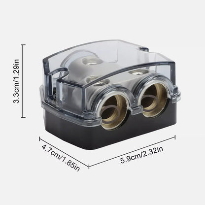 2 Way Distribution Block 0-4 AWG In, 0-4 AWG Out Power or Ground