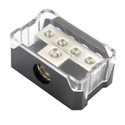 4 Way Distribution Block 0 AWG In, 4 AWG Out Car Audio Amp Power Ground Distributor Gray